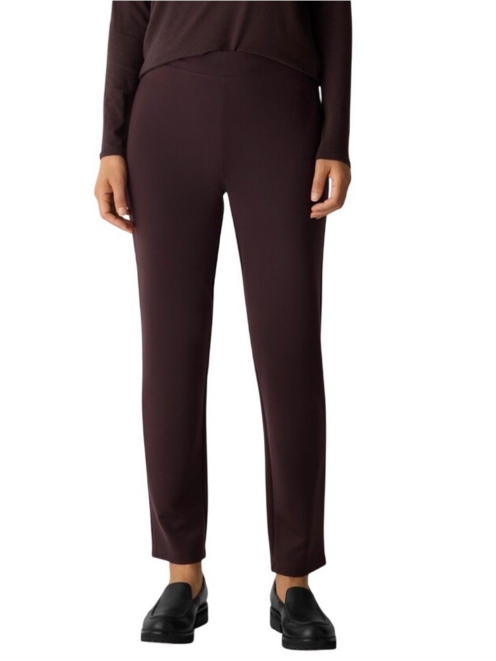 EILEEN FISHER Burgundy Flex Ponte Slim Pull On Pants Size S